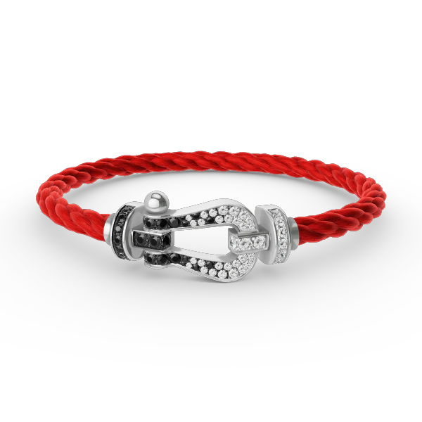 [Fred]FORCE LARGE HORSESHOE BLACK WHITE DIAMOND BRACELET SILVER