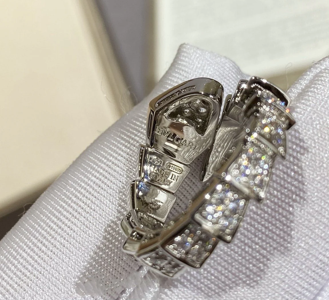 [Bulgari]SERPENTI LARGE RING SILVER DIAMOND PAVED