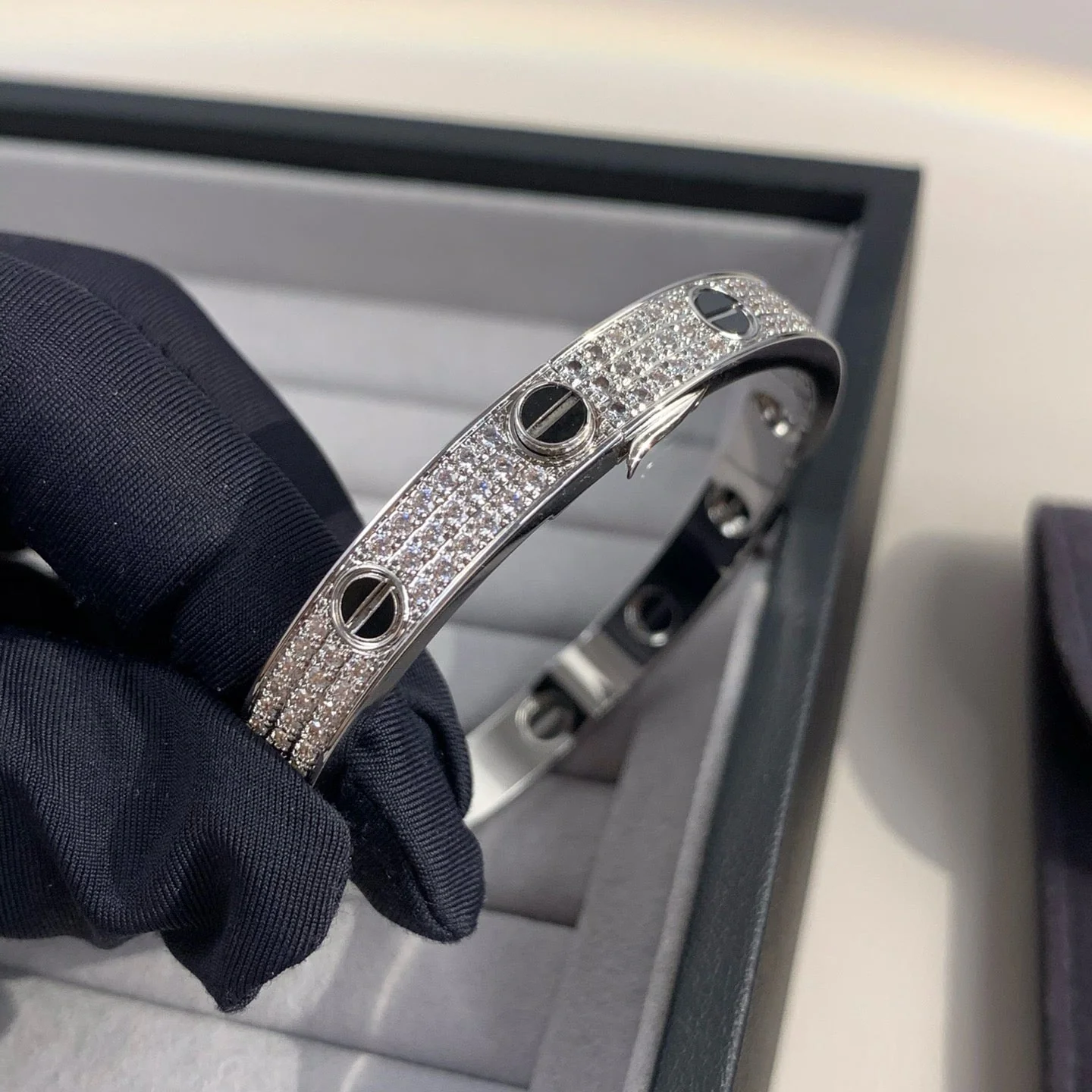 [Cartier]LOVE BRACELET 6.1MM DIAMOND-PAVED CERAMIC