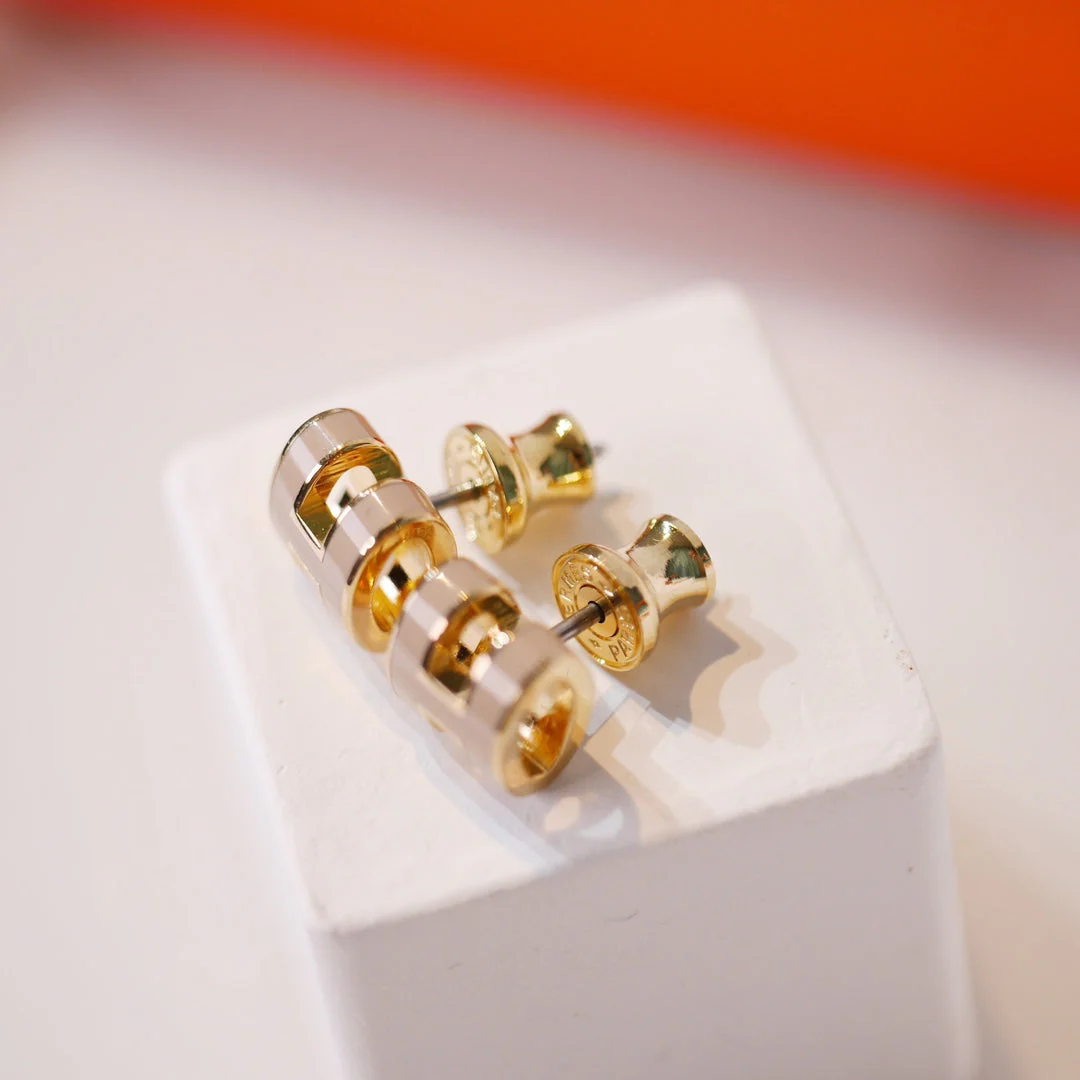 [Hermes]MINI POP H GOLD EARRINGS GREY