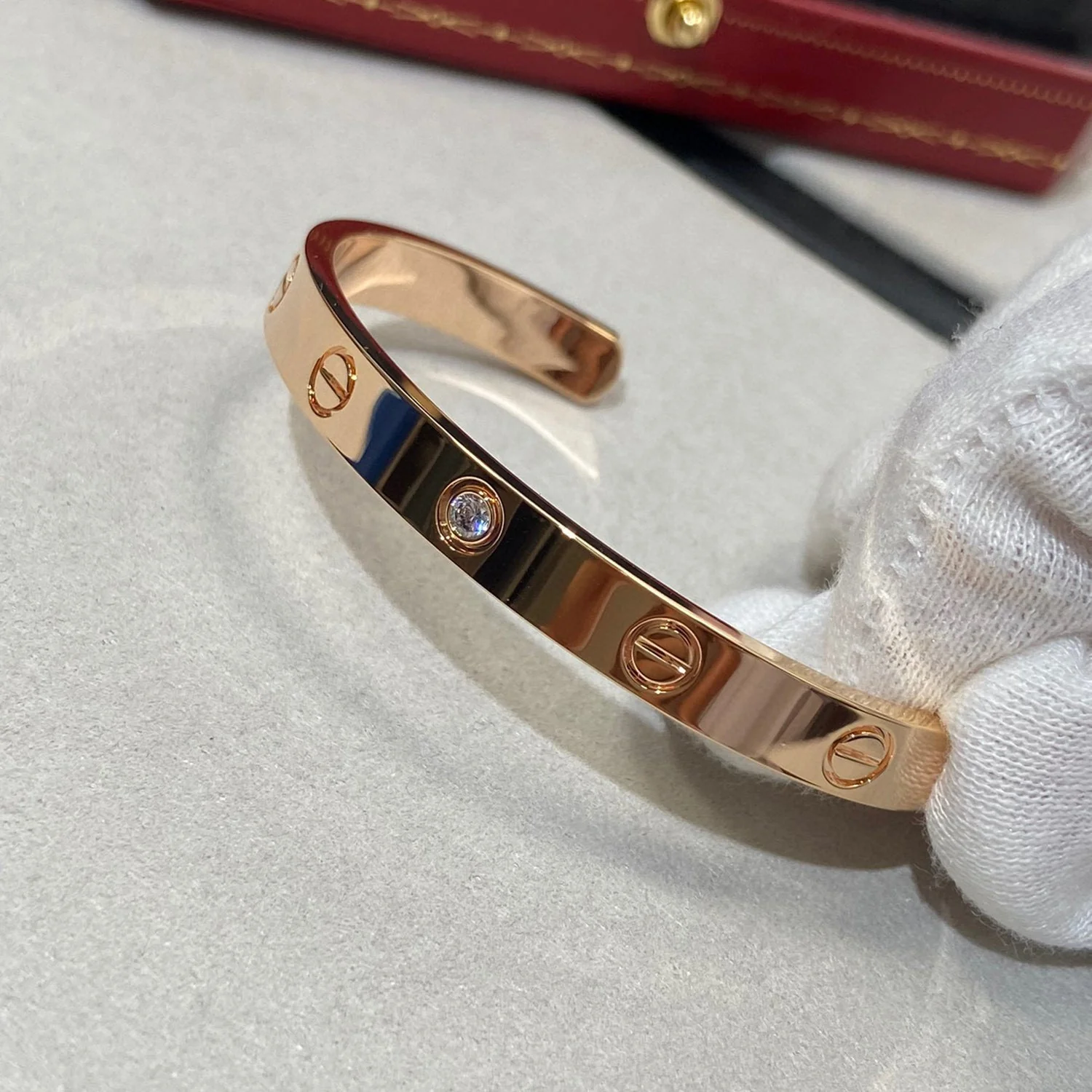 [Cartier]LOVE BRACELET 6.1MM 1 DIAMOND OPEN CUFF