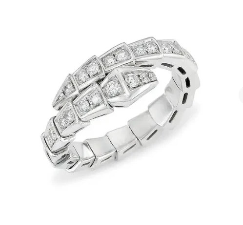 [Bulgari]SERPENTI RING SILVER DIAMOND PAVED 4MM
