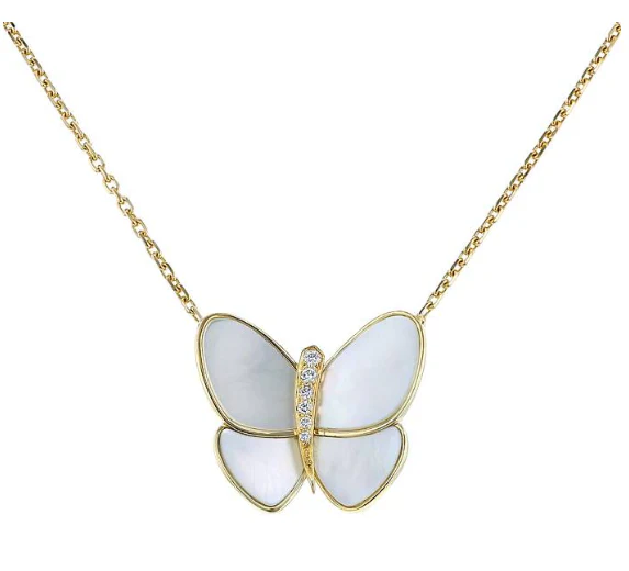 [Van Cleef & Arpels]BUTTERFLY GOLD MOP DIAMOND NECKLACE
