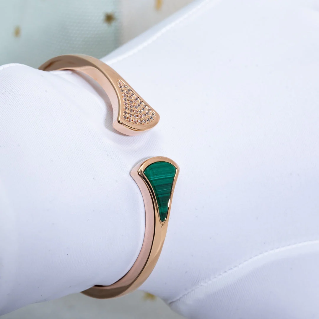 [Bulgari]DREAM BRACELET OPEN MALACHITE PINK GOLD