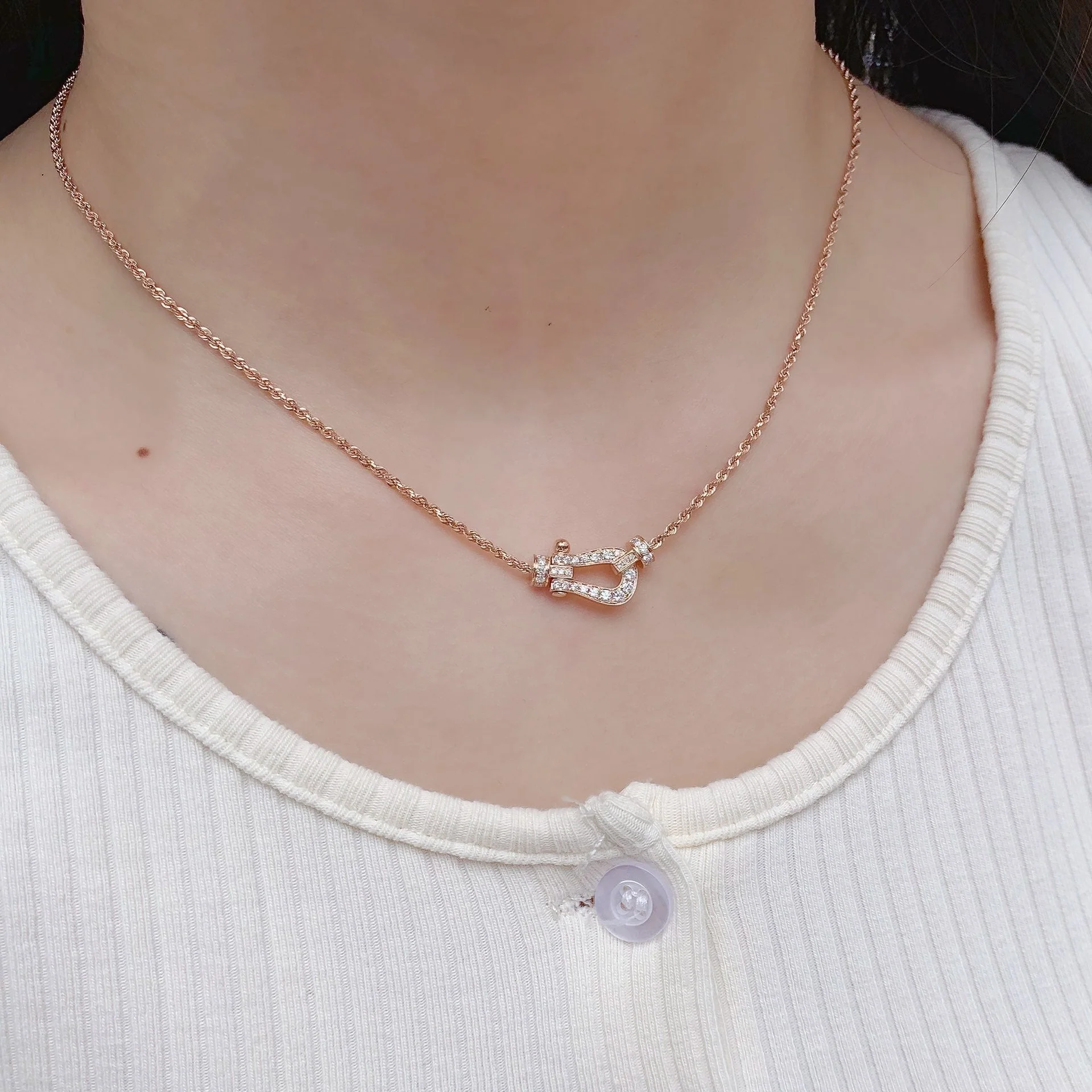 [Fred]FORCE 10 PINK GOLD DIAMOND NECKLACE