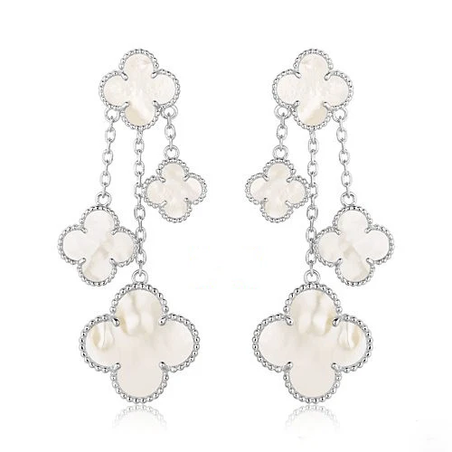 [Van Cleef & Arpels] EARRINGS WHITE MOP 4 MOTIFS SILVER