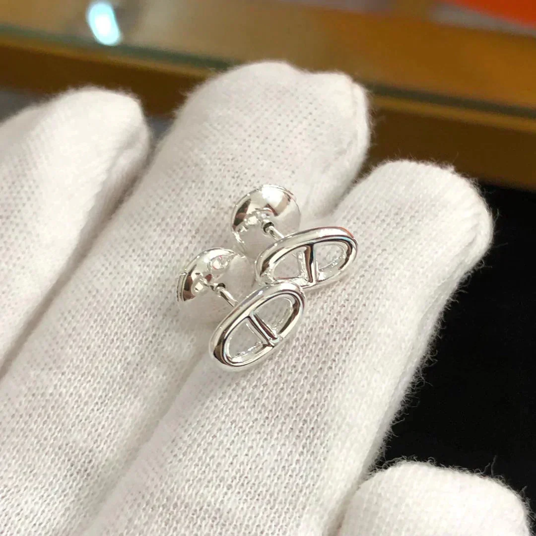 [Hermes]CHAINE SMALL EARRINGS GOLD AND SILVER