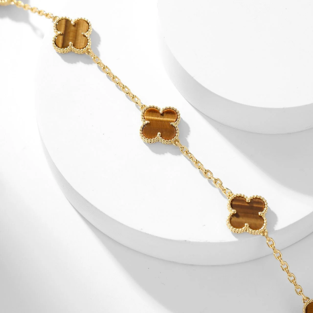 [Van Cleef & Arpels] 10 MOTIFS TIGER EYE NECKLACE