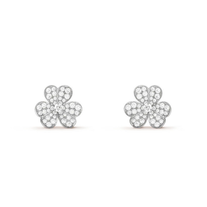 [Van Cleef & Arpels]FRIVOLE SILVER FLOWER DIAMOND EARRINGS