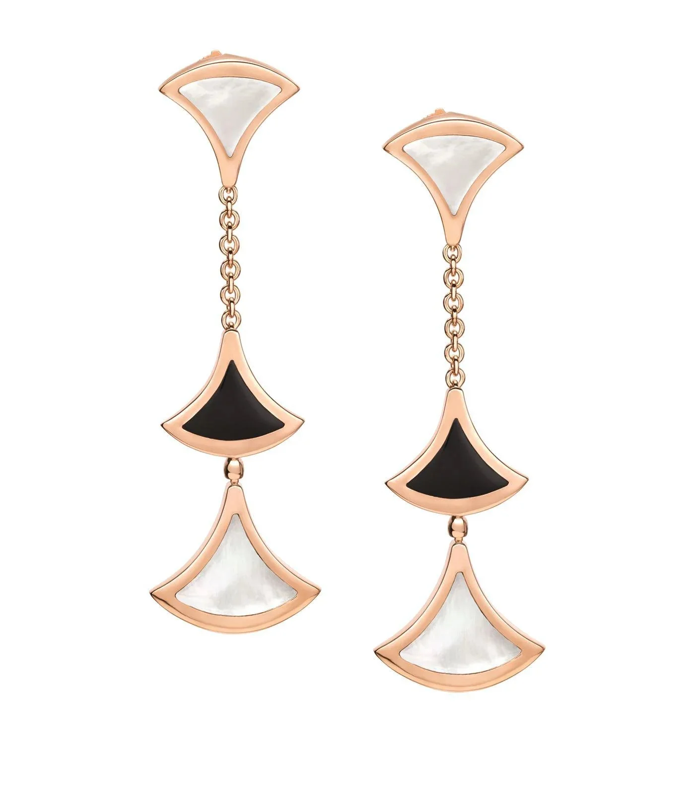 [Bulgari]DREAM EARRINGS 3 MOTIFS ONYX MOP PINK GOLD