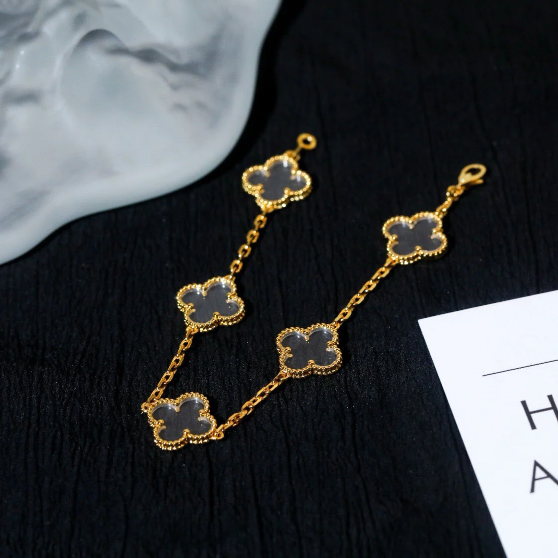 [Van Cleef & Arpels] 5 MOTIF ROCK CRYSTAL PINK GOLD BRACELET