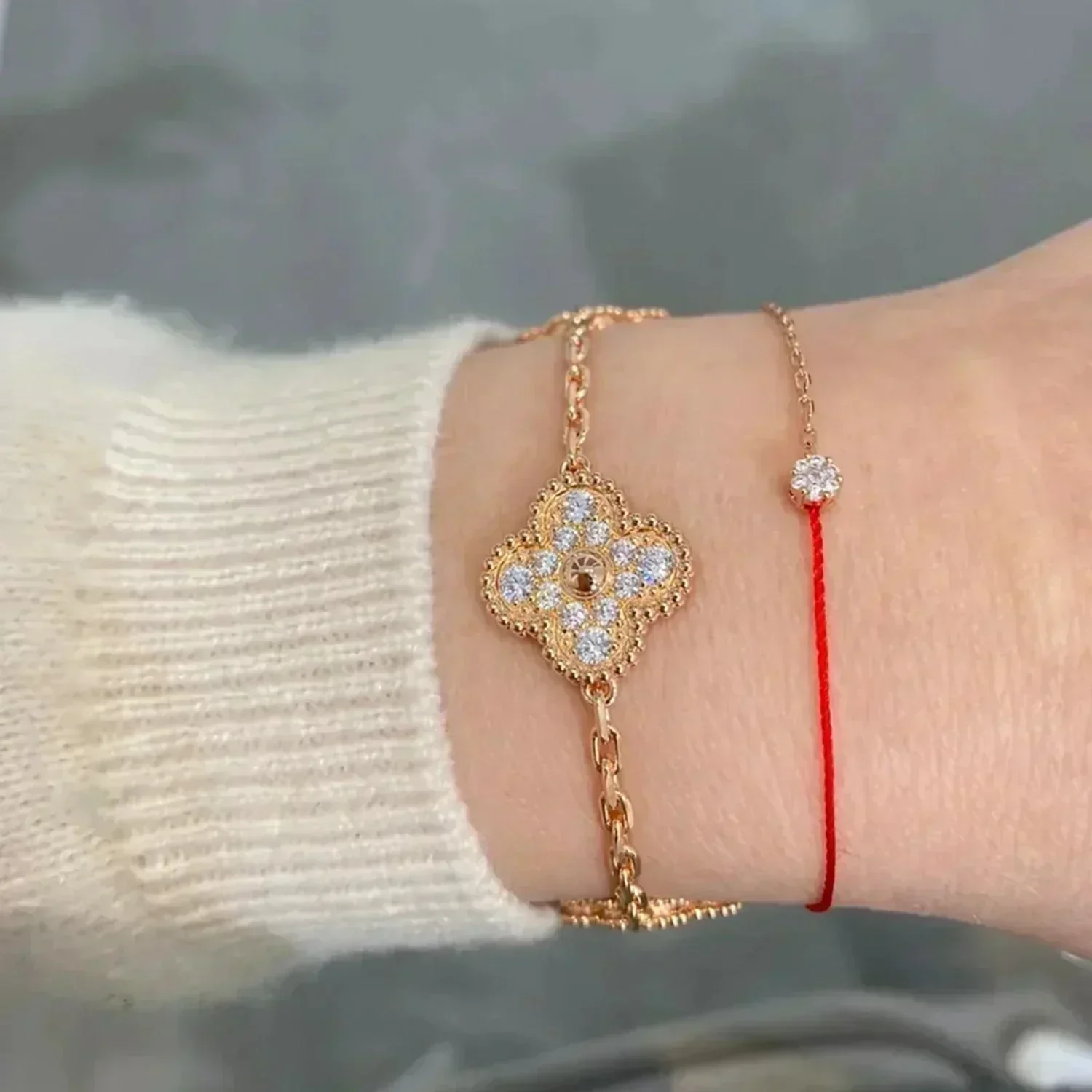 [Van Cleef & Arpels] 5 MOTIFS  FULL DIAMOND BRACELET