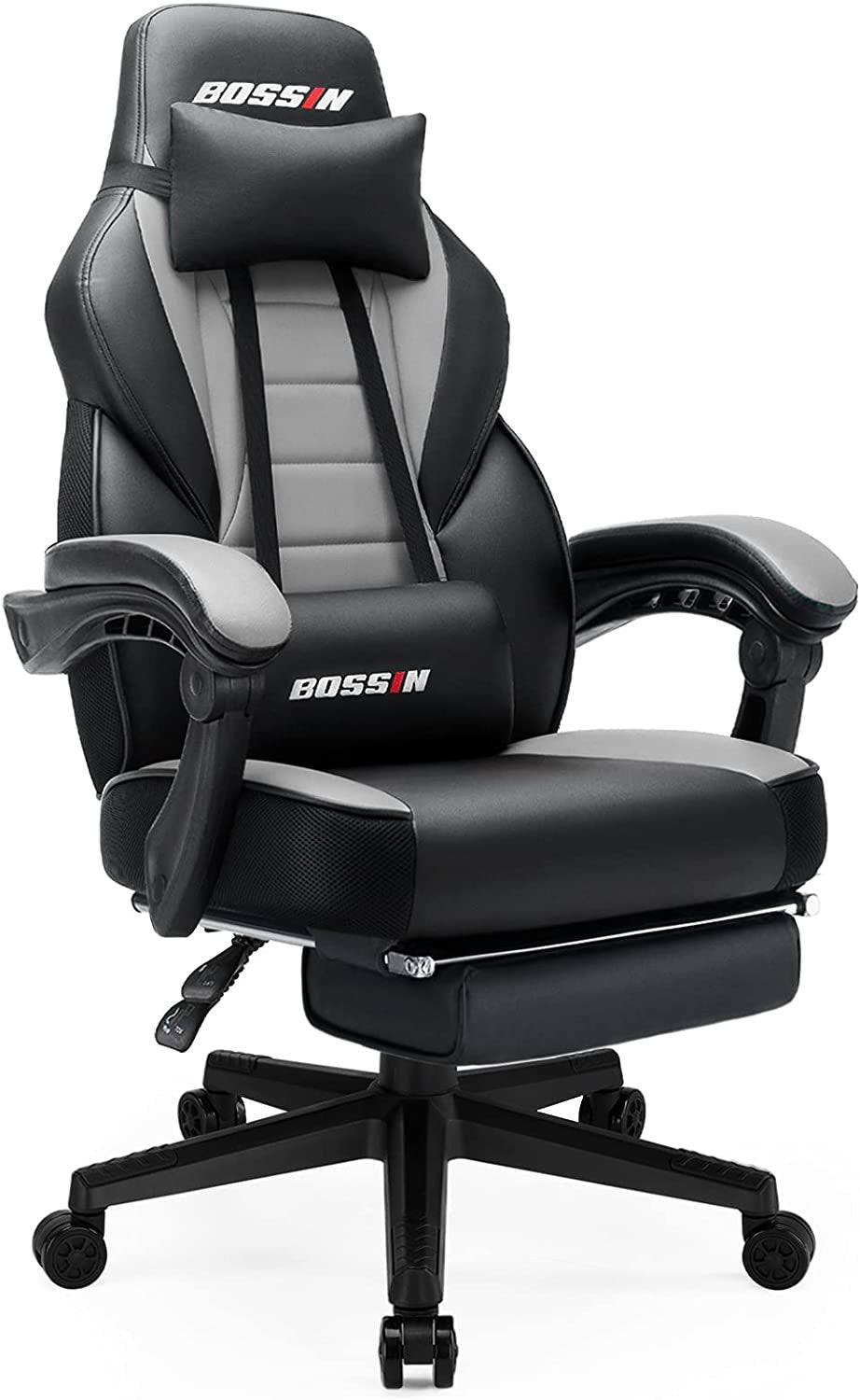 BOSSIN Gaming Chairs with Footrest, Big and Tall Gamer Chair with Headrest and Lumbar Support