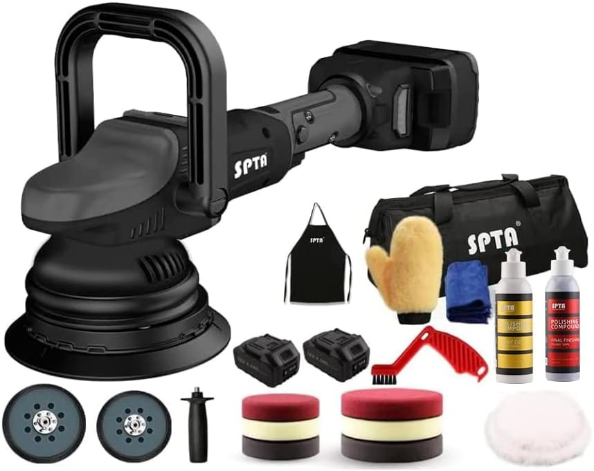Buffer Polisher, 18V Cordless Rotary Polisher, 4Inch & 5Inch Car Polisher with 7 Variable Speed 2Pcs 4.0Ah Battery, 2 Backing Plate, 6 Polishing Pads, 2 Wool Pads for Car Polishing and Waxing