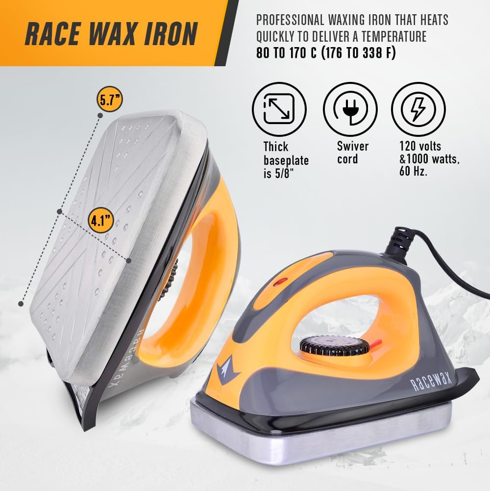 RaceWax Elite Ski Snowboard Tuning Kit - Complete with Iron Wax Edge Tools Base Repair