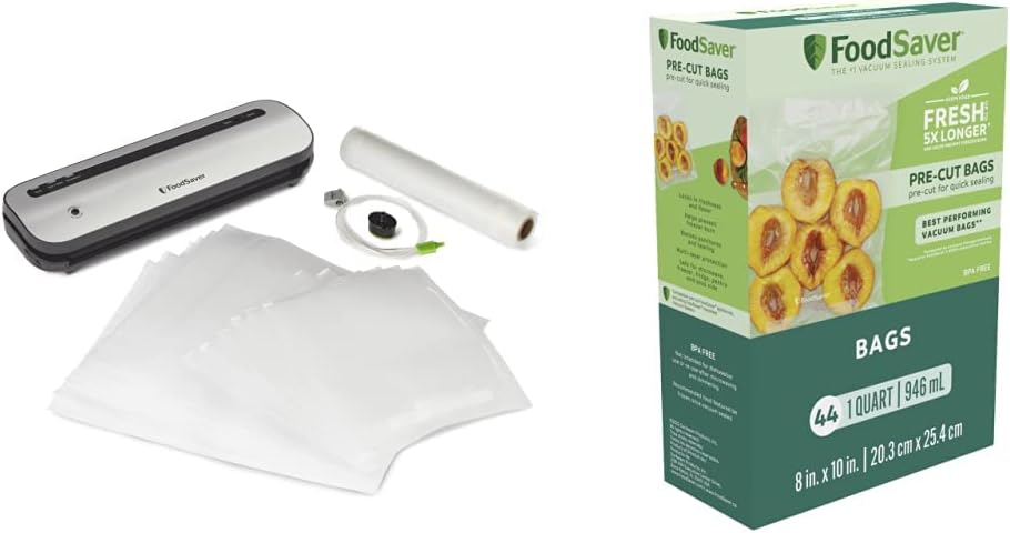 FoodSaver Space-Saving Vacuum Sealer Bundle with Bags and Roll