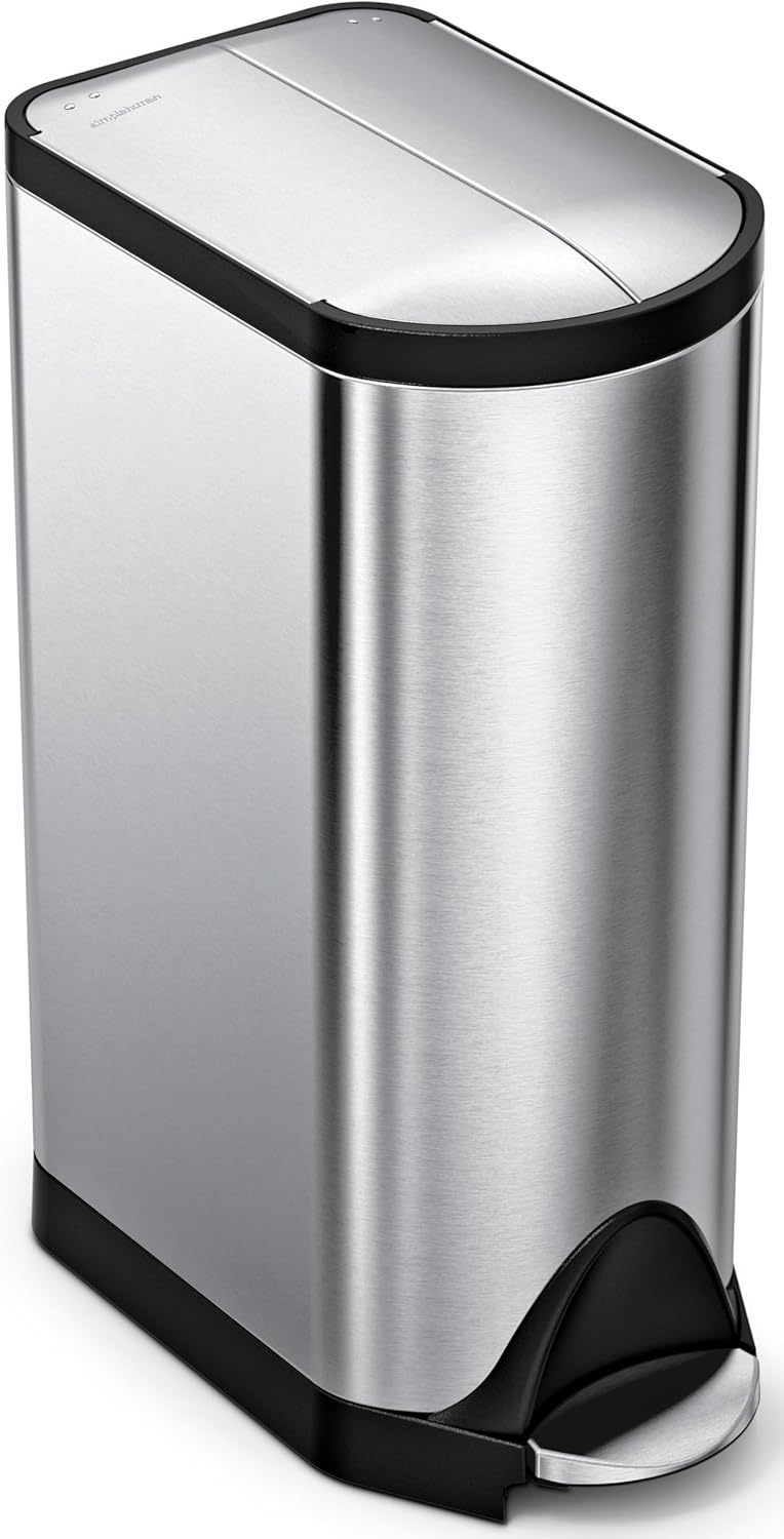 Simplehuman double compartment butterfly lid kitchen recycling walk-in stainless steel trash can