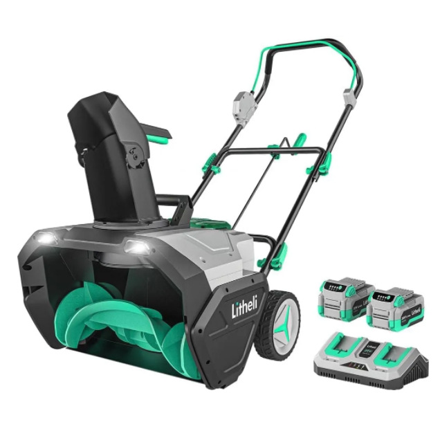 Litheli Single Stage Battery Powered Brushless Motor LED Light Cordless Snow Blower