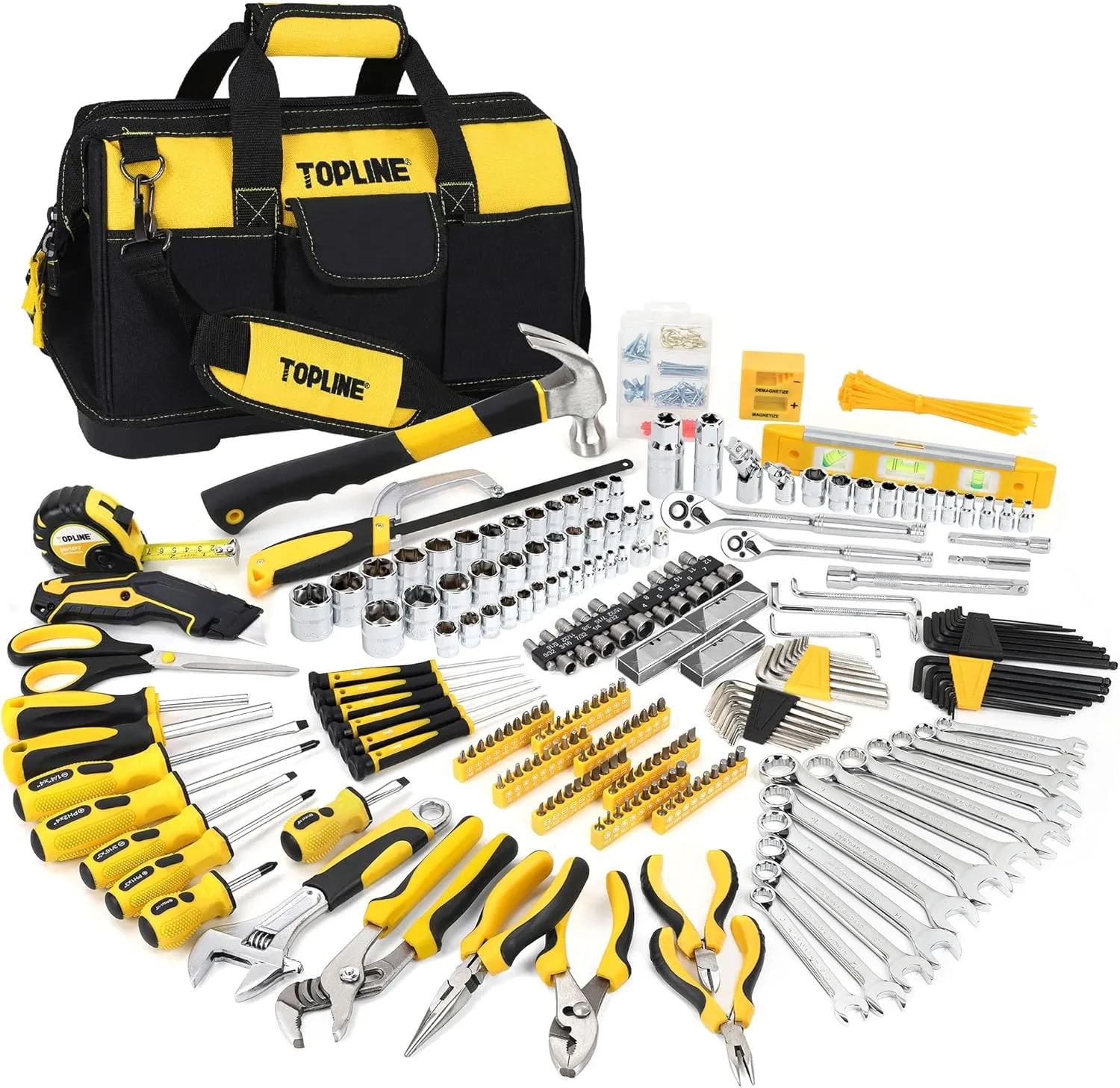 TOPLINE 467-Piece Household Home Tool Sets for Mechanics & 16-Inch Tool Bag