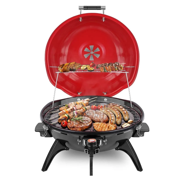 Electric BBQ Grill Techwood 15-Serving Indoor/Outdoor - Portable Removable Stand Grill