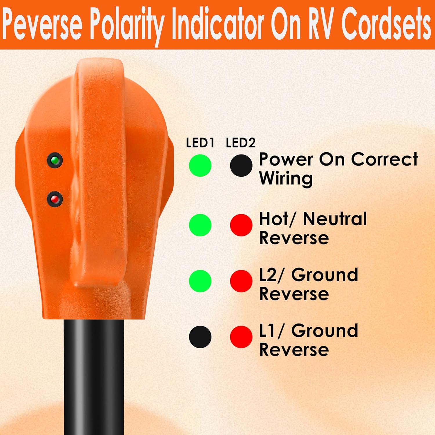 Ficstar 50 Amp RV Extension Cord 30 ft with LED Indicator