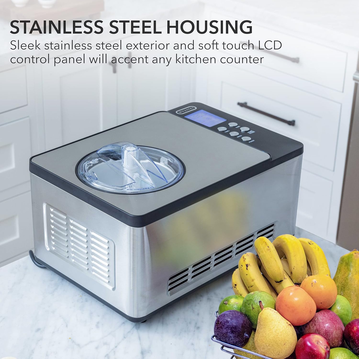 Whynter Built-in Compressor LCD Digital Display Automatic Ice Cream Maker Yogurt Maker