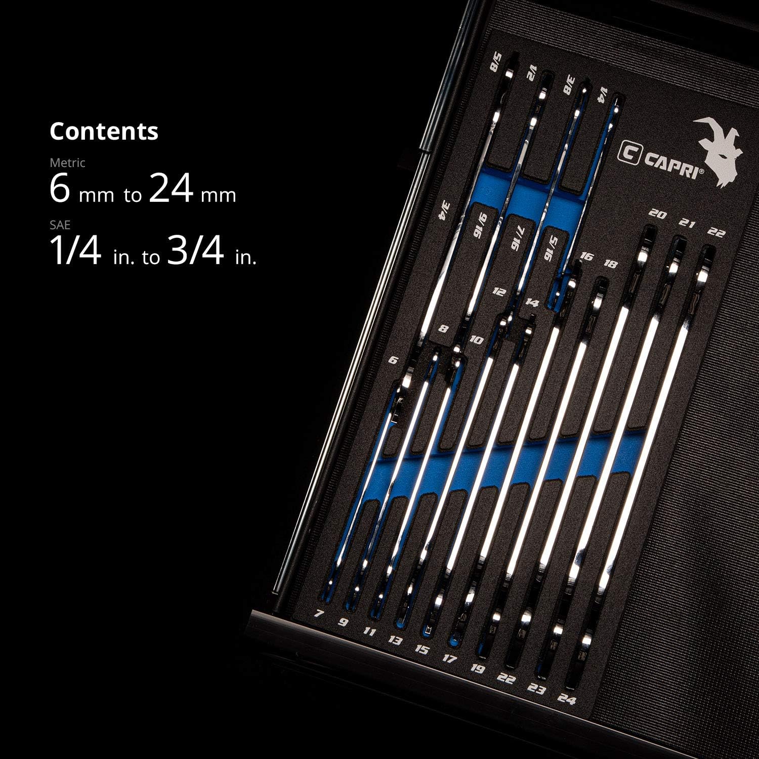 Capri Tools Super-Thin Ultra Low Profile Wrenches 11-Piece Set