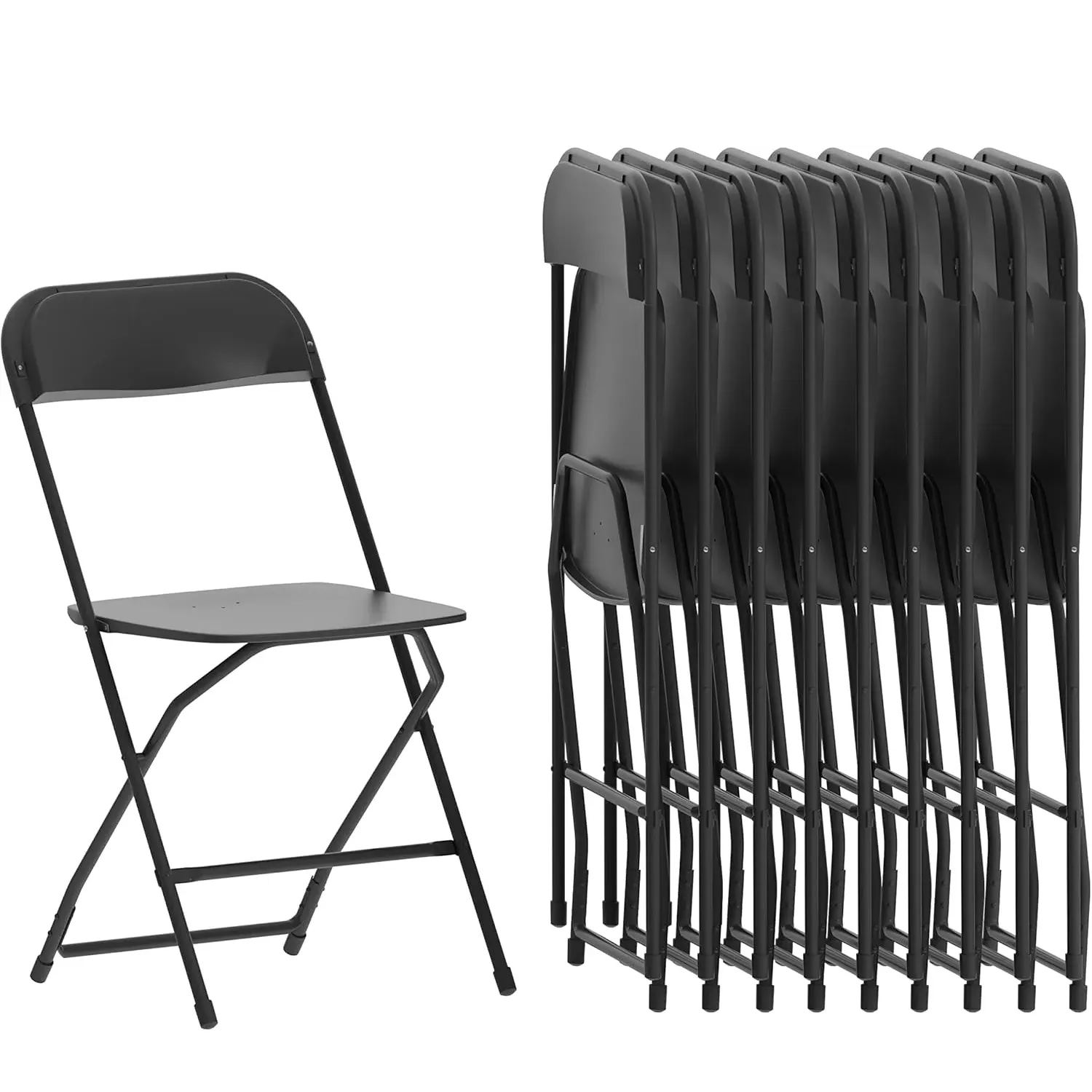 Flash Furniture Comfort Folding Black Folding Chairs, Plastic, Pack of 10