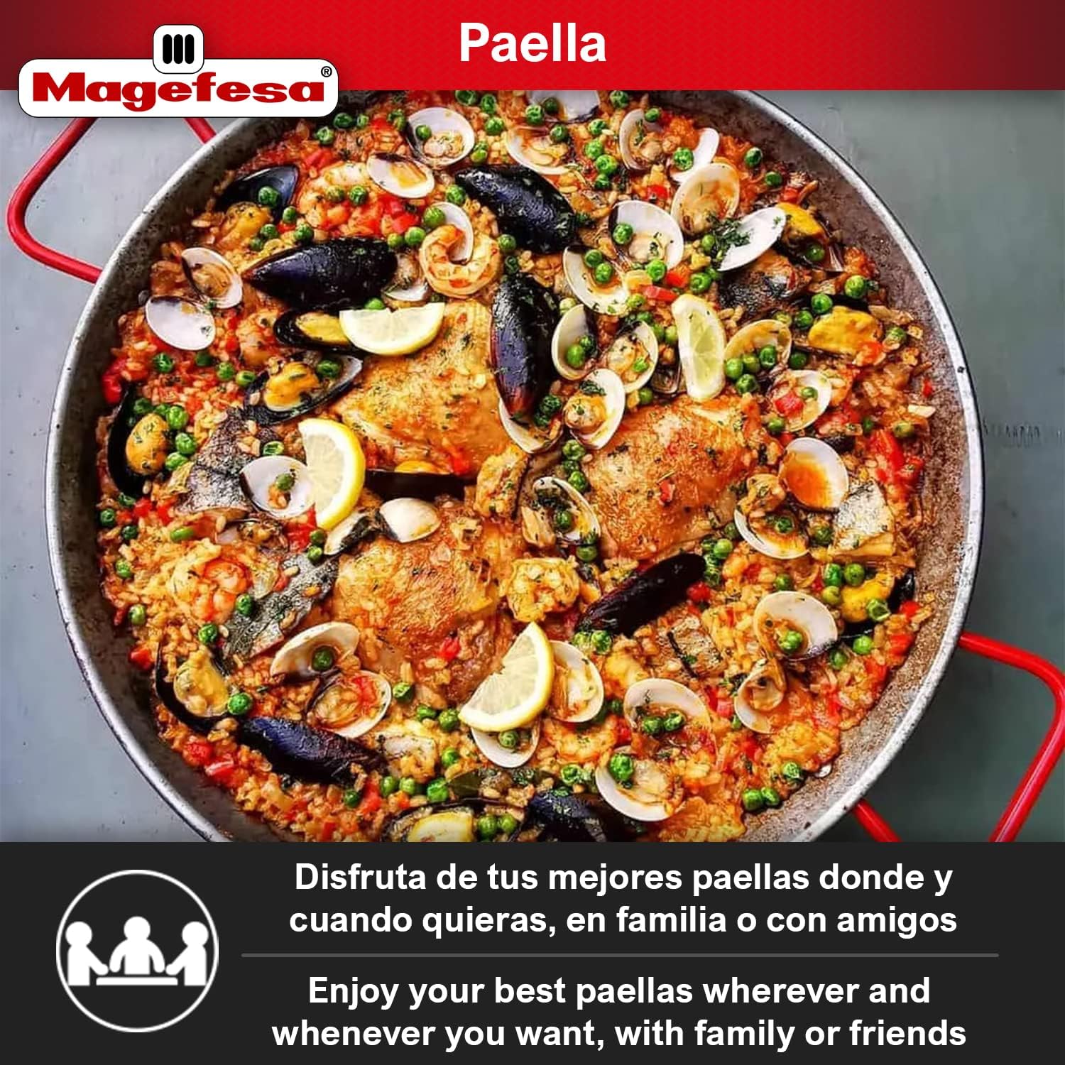 MAGEFESA durable and lightweight carbon steel paella pan