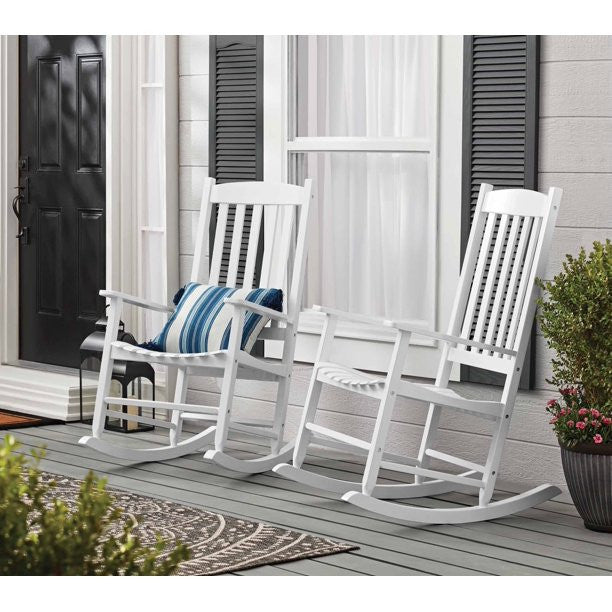 Mainstays Outdoor Wood Porch Rocking Chair, White Color, Weather Resistant Finish💝 Last Day For Clearance