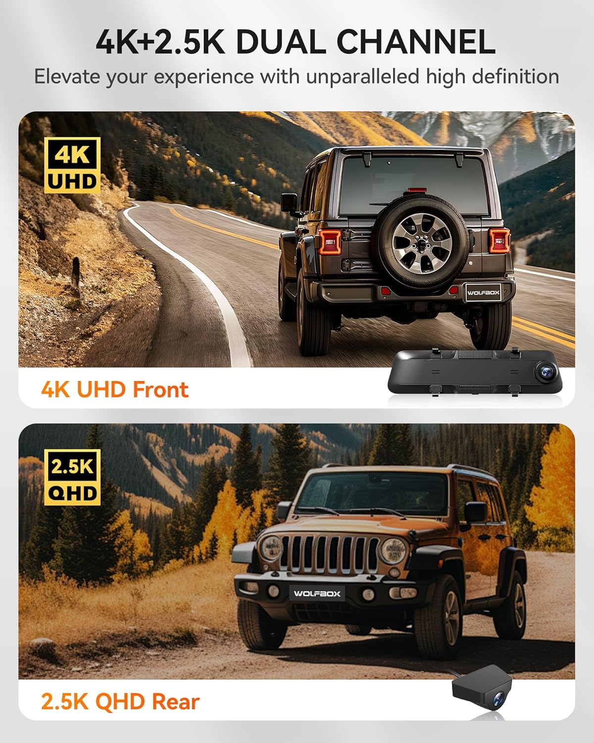 G900 Rear View Mirror Camera, Mirror Dash Cam 4K Front and 2.5K Rear, Smart Full 12’’ Touch Screen, Backup Camera for Car, GPS, WDR, Night Vision, Included 64GB Card