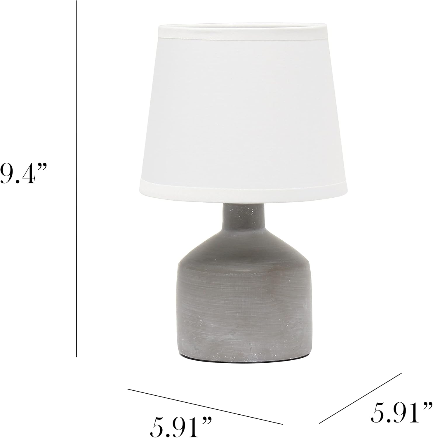 Simple Designs Conical Drum Fabric Mini Concrete Table Lamps 12-Pack