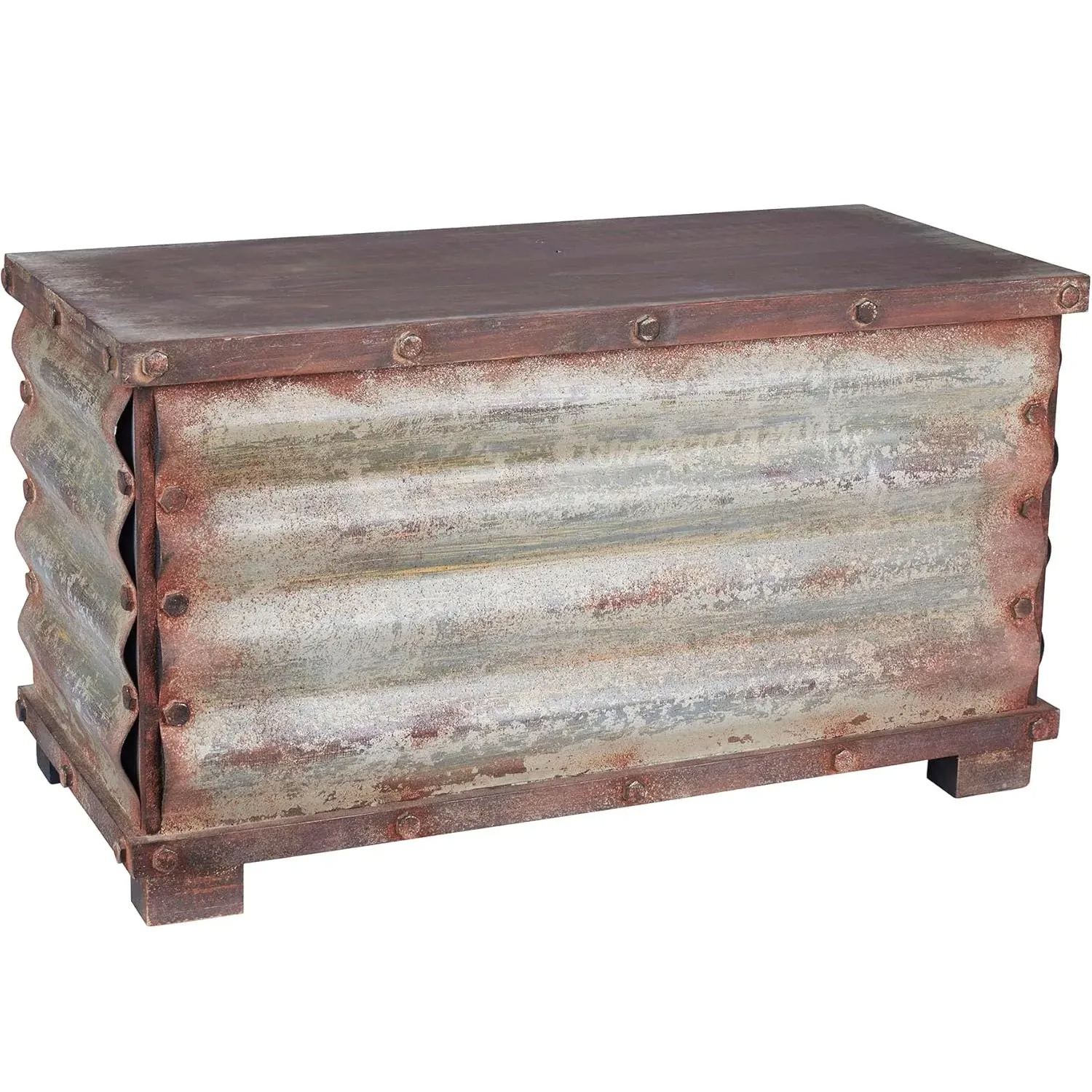 Household Essentials Decorative Box, rustic wood frame and metal siding, spacious and handcrafted
