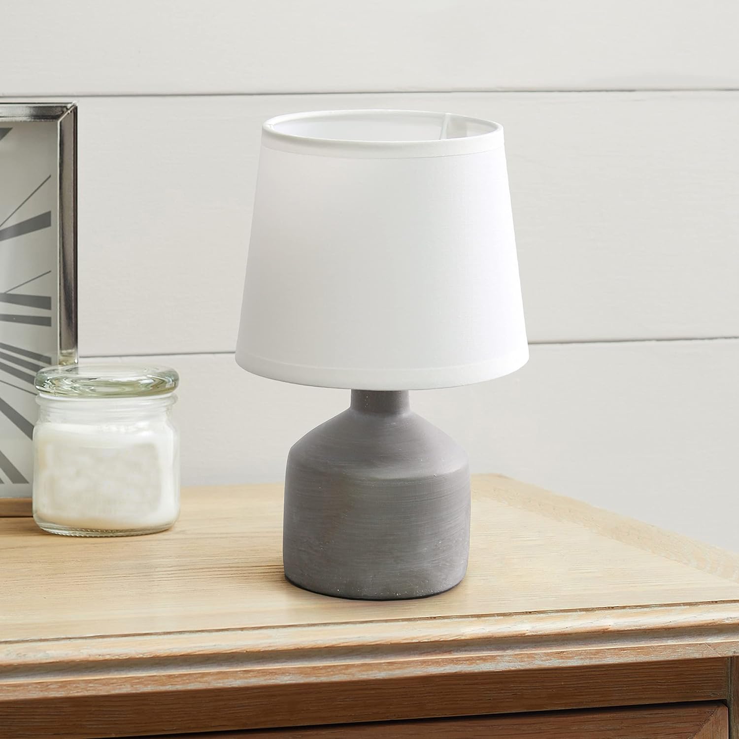 Simple Designs Conical Drum Fabric Mini Concrete Table Lamps 12-Pack