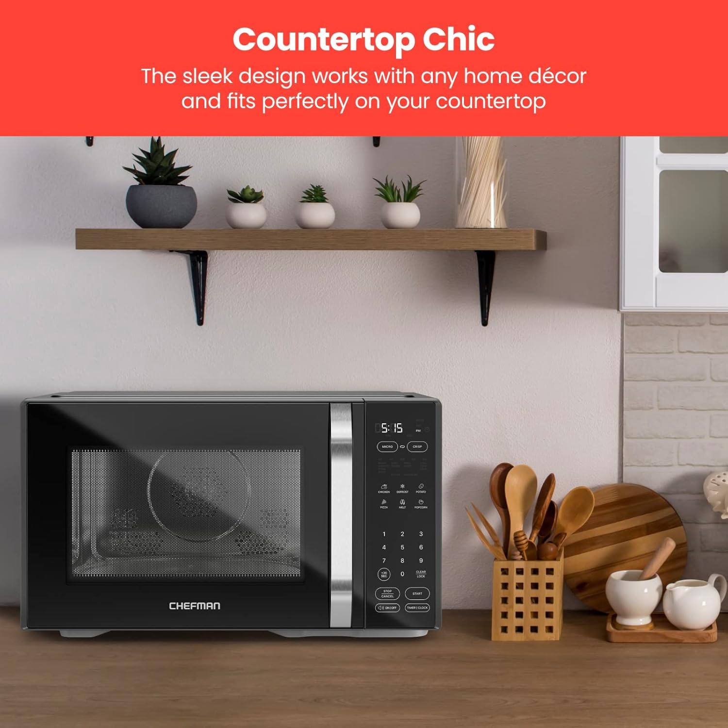 Chefman Dual Cook Freshener Digital Display Microwave