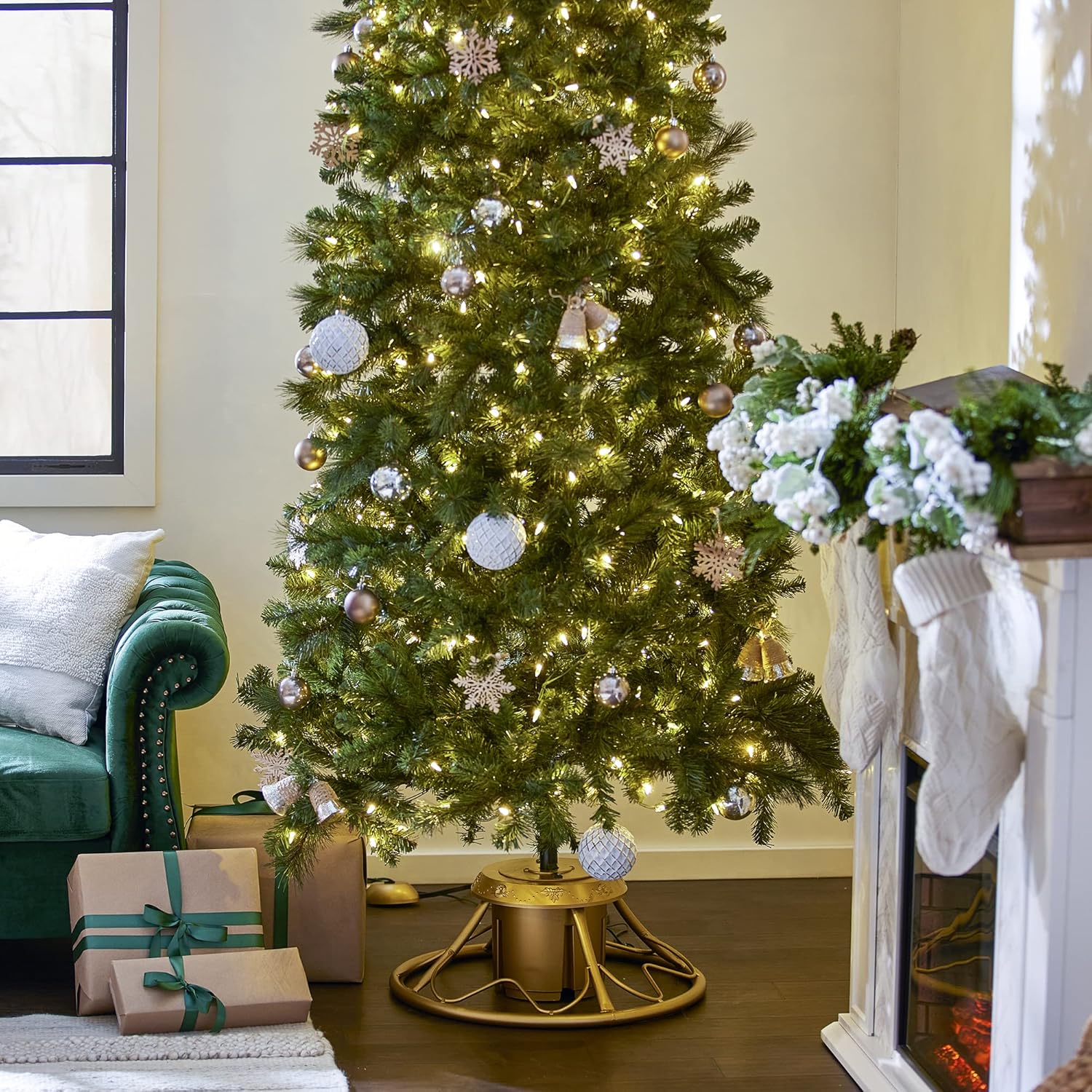 Home Heritage Base Swivel Metal Stand for 1, 1.25, 1.75 Inch Diameter Artificial Christmas Trees