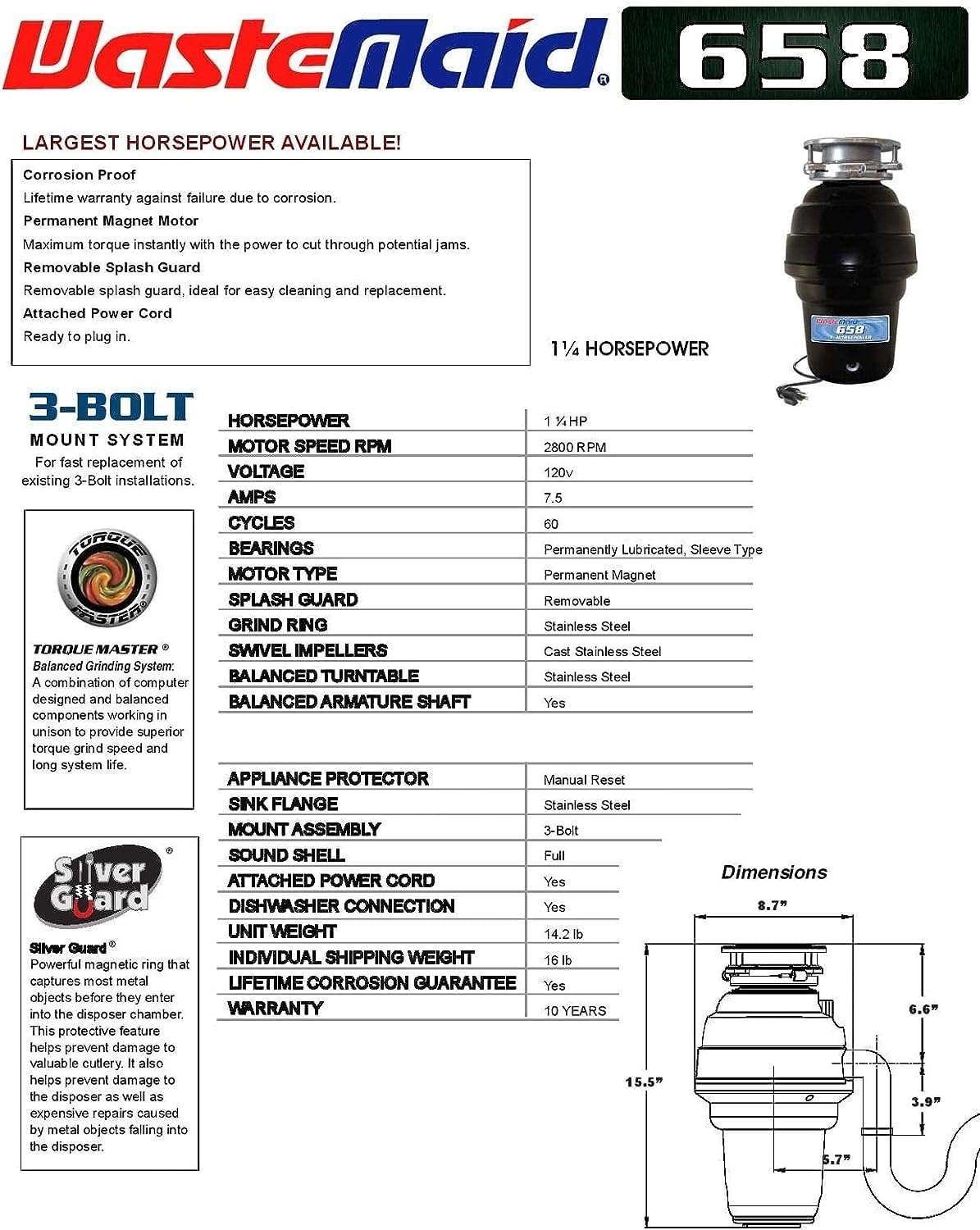Waste Maid Anti-Clog Stainless Steel Food Waste Grinding System