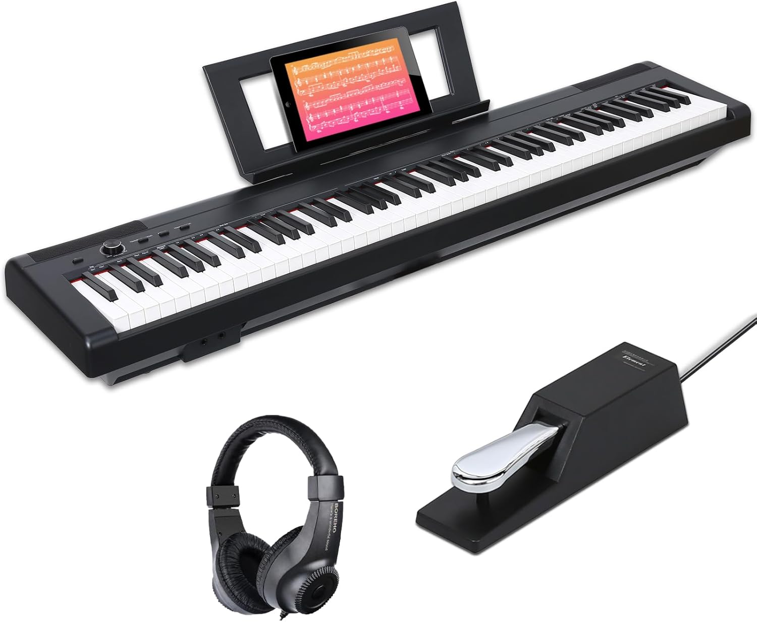 Weighted Piano 88-Key Beginner Digital Piano,Full Size Weighted keyboard with Hammer Action,with Sustain Pedal,2x25W Stereo Speakers,MP3 Function,Piano Lessons,Black,S-200