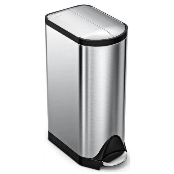 Simplehuman double compartment butterfly lid kitchen recycling walk-in stainless steel trash can