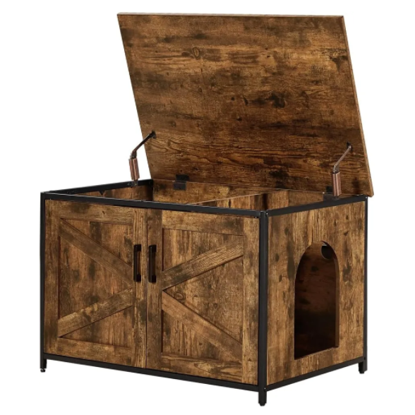 unipaws Large Cat Litter Box Enclosure with Top Opening Automatic Litter Box Cover Hidden