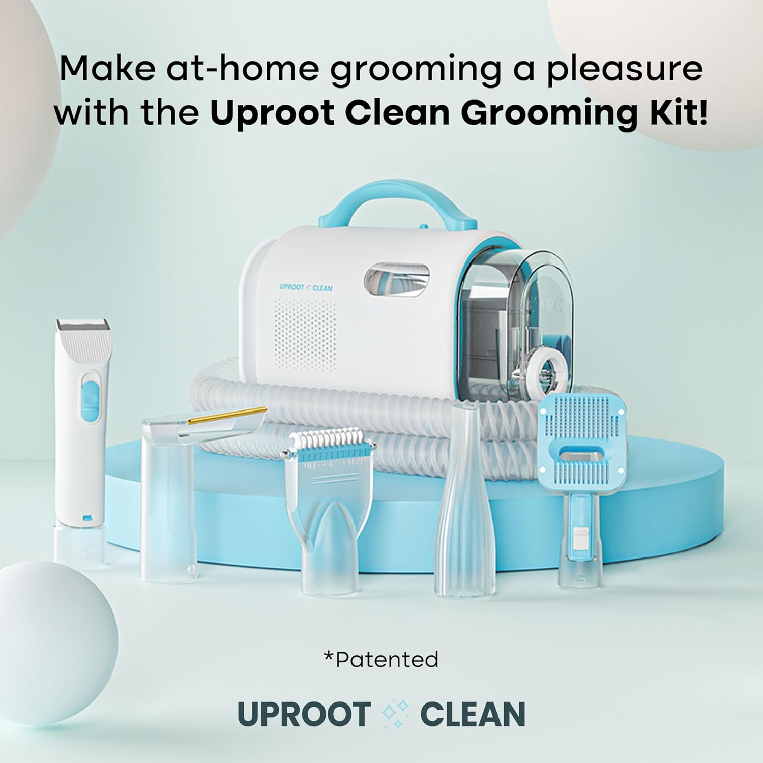 Uproot Clean Pet Grooming Vacuum Kit 7 in 1 - Cat & Dog Hair Vacuum Groomer