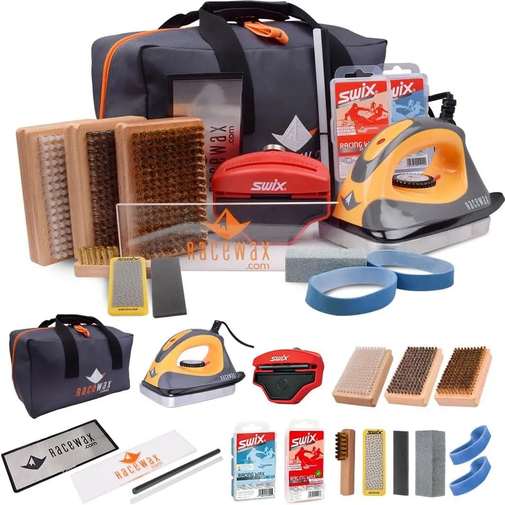 RaceWax Elite Ski Snowboard Tuning Kit - Complete with Iron Wax Edge Tools Base Repair