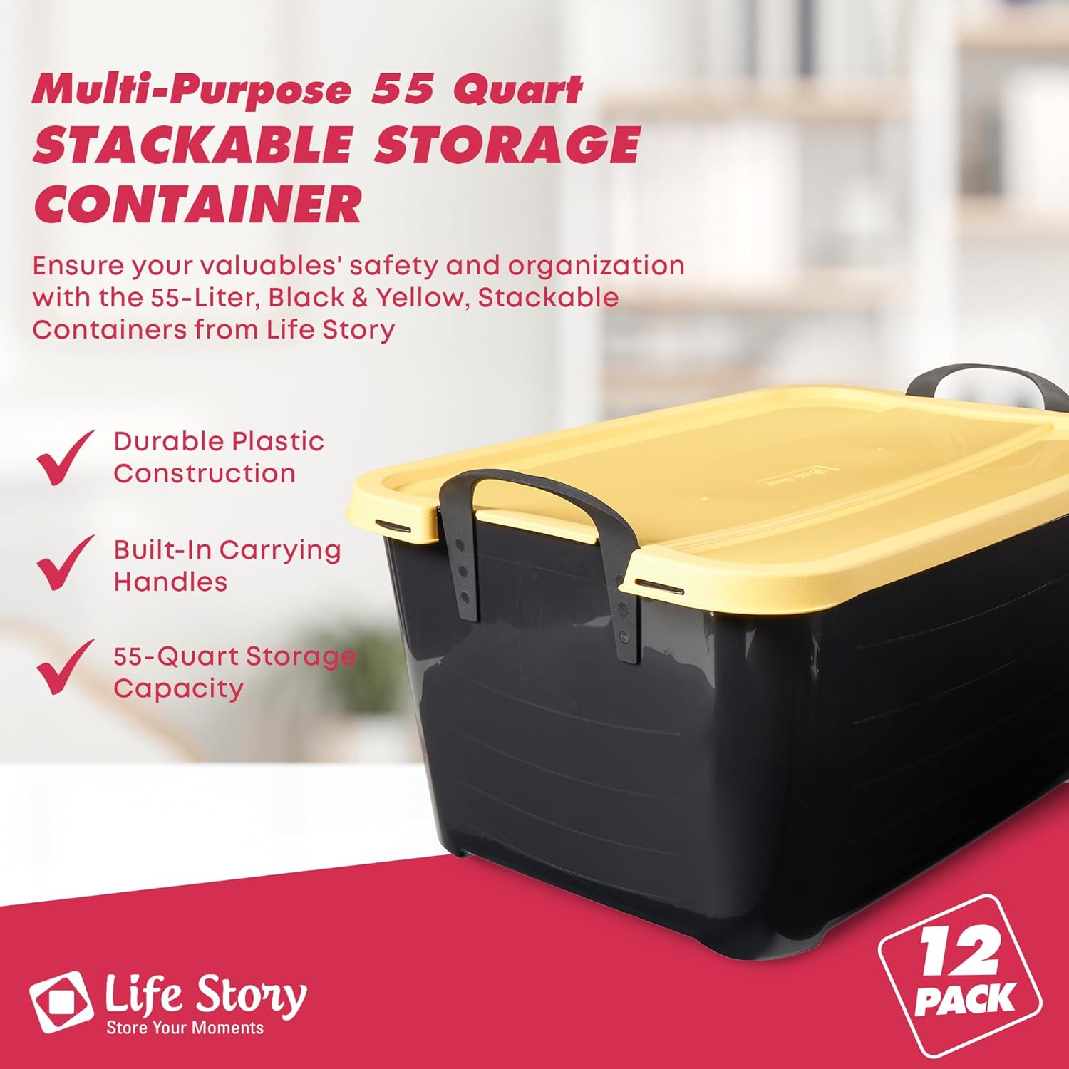 Life Story 55-Quart Plastic Stackable Storage Bins 18-Count