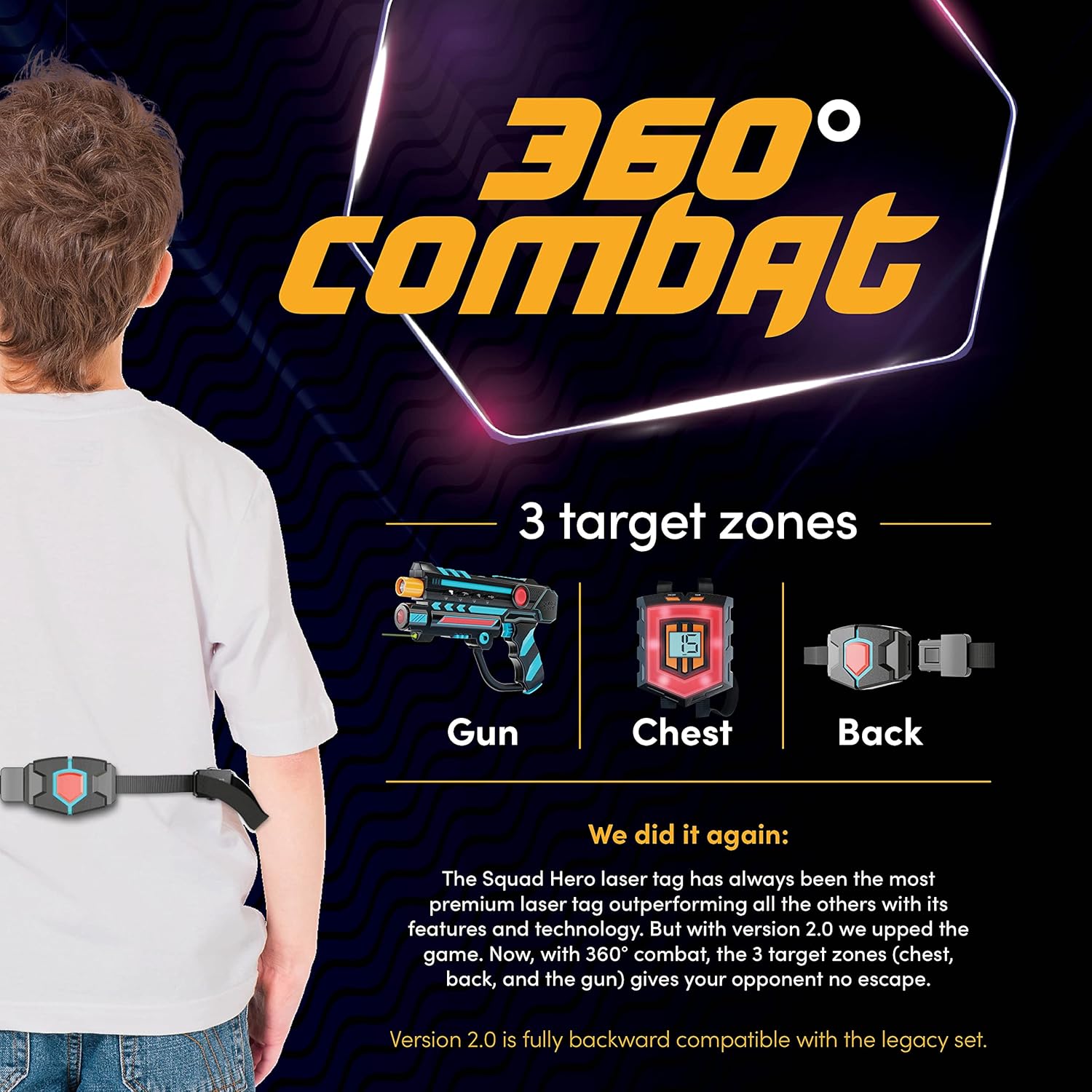 Squad Hero Cool Teens Rechargeable Laser Tag 360° Sensor