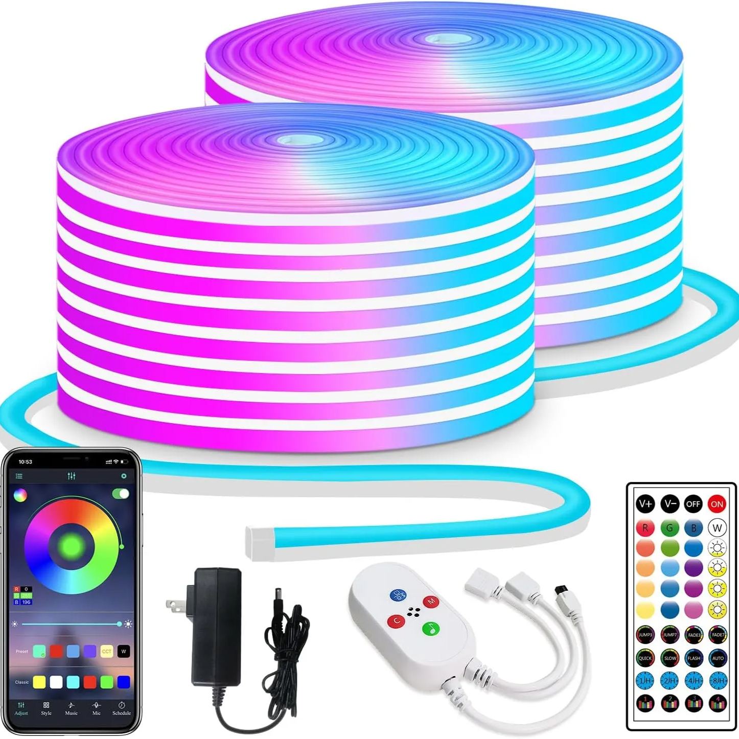 Segrass 100ft LED neon Lights with Remote APP Control IP65 Waterproof