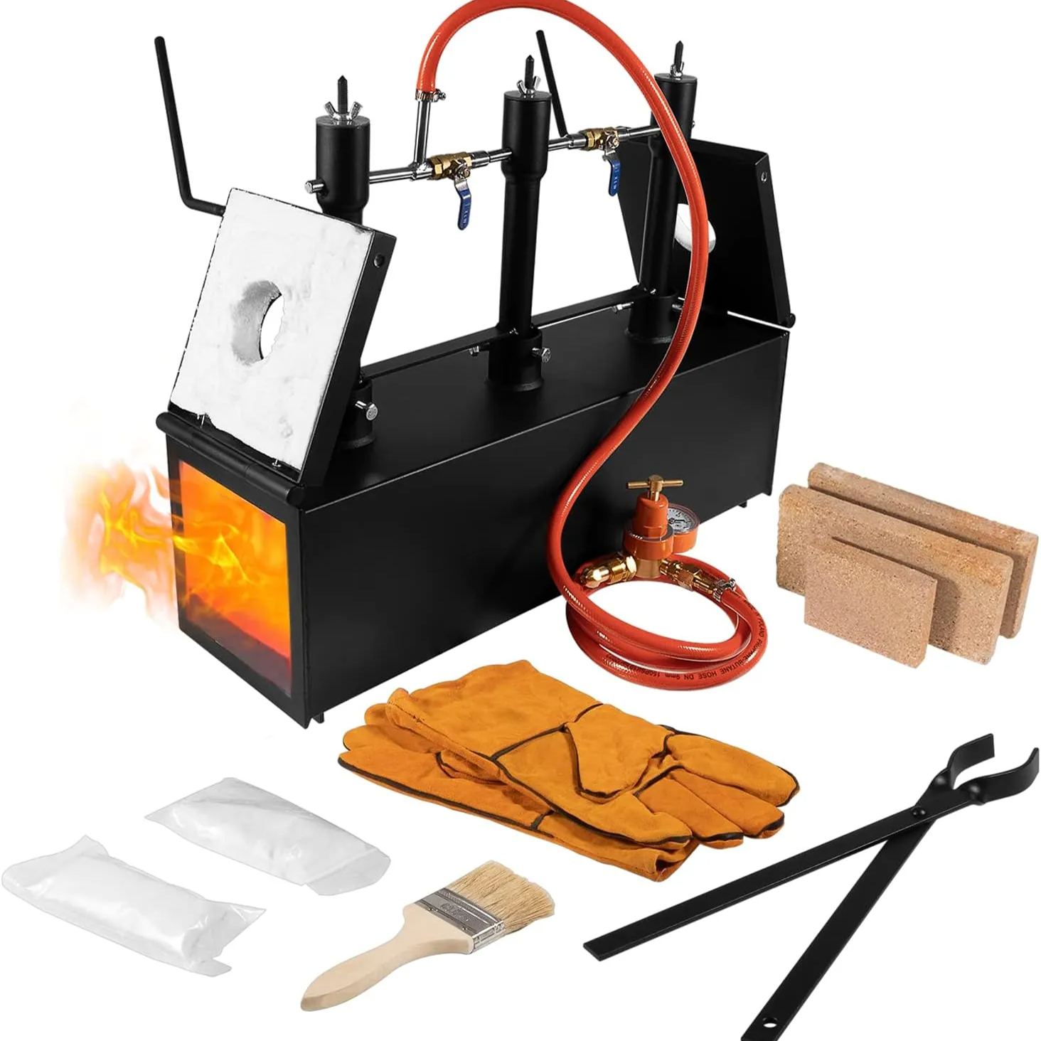 Yoursme Triple Burners Gas Forge Furnace Kit Propane for Blacksmithing Knife Making and Farriers