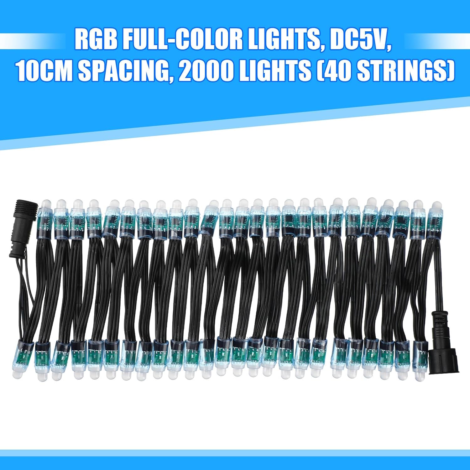 Baquler 2000 Pcs WS2811 RGB LED Pixels Light 12 mm Diffused Digital String Lights