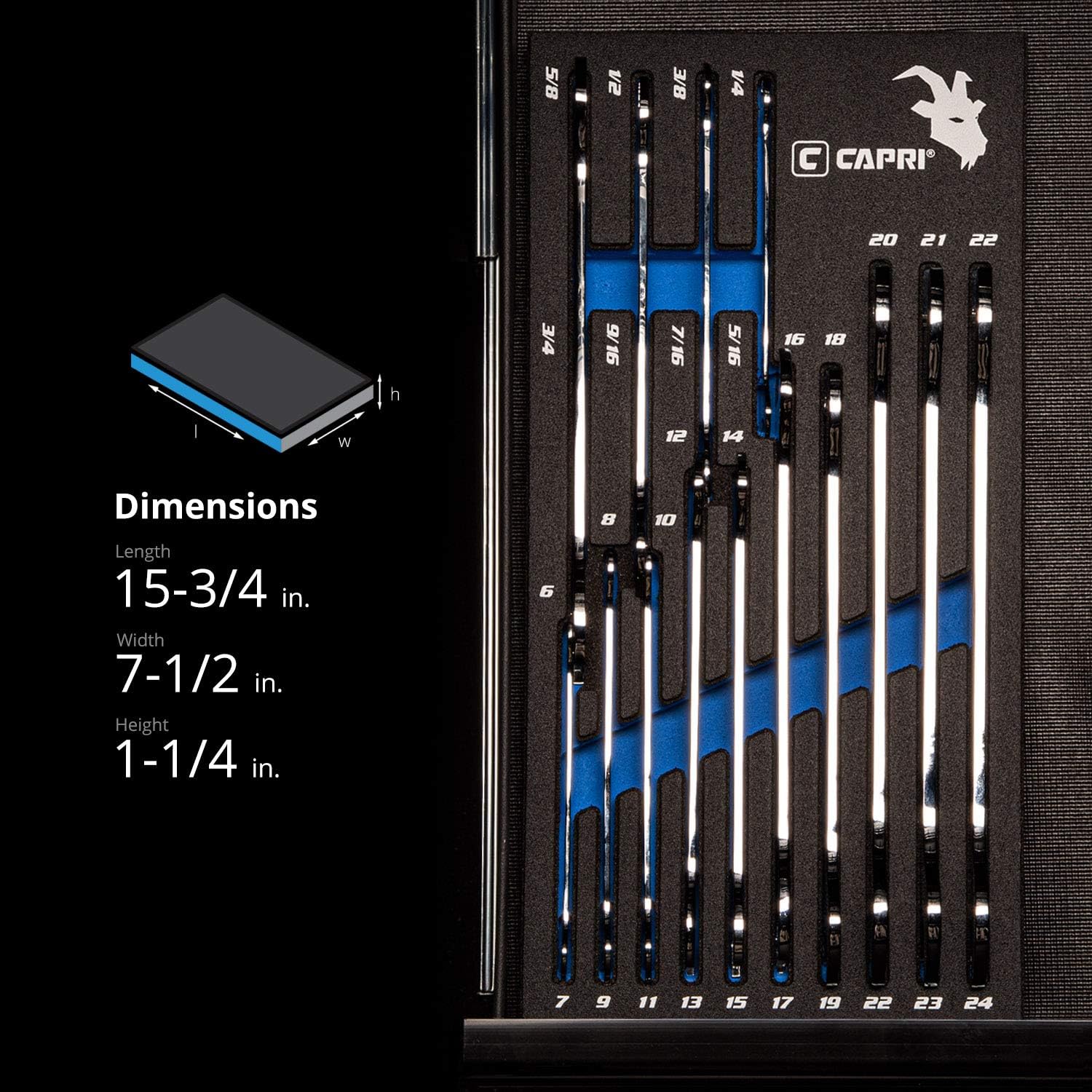 Capri Tools Super-Thin Ultra Low Profile Wrenches 11-Piece Set