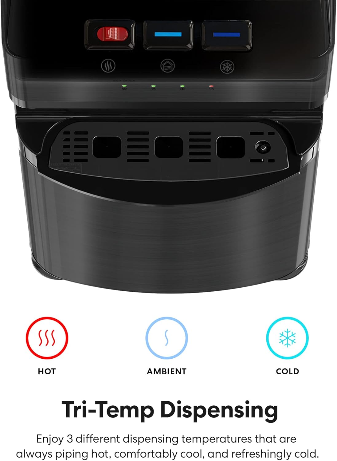 Brio Self Cleaning Bottom Loading Black Stainless Steel 3 Water Temperature Dispenser