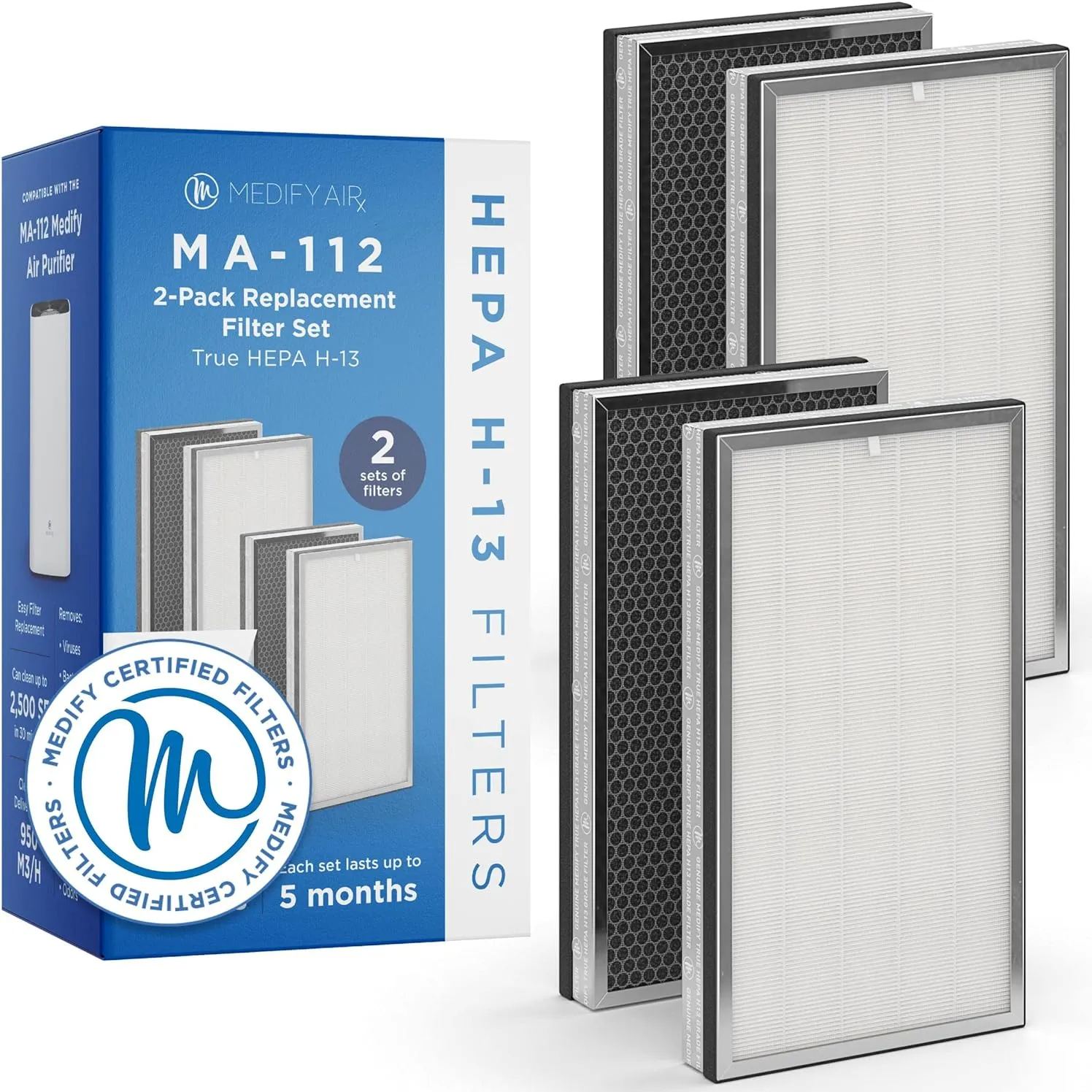 Medify Air with Pre-Filter and Activated Carbon Replacement Filter 2 Pack